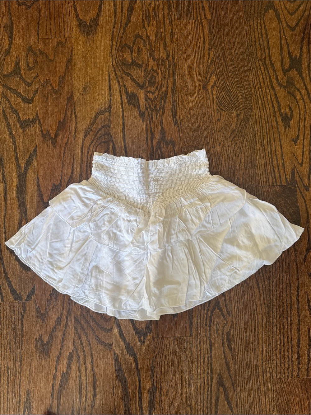 Girls Katie J NYC White Smocked Waist Ruffled Skater Skirt